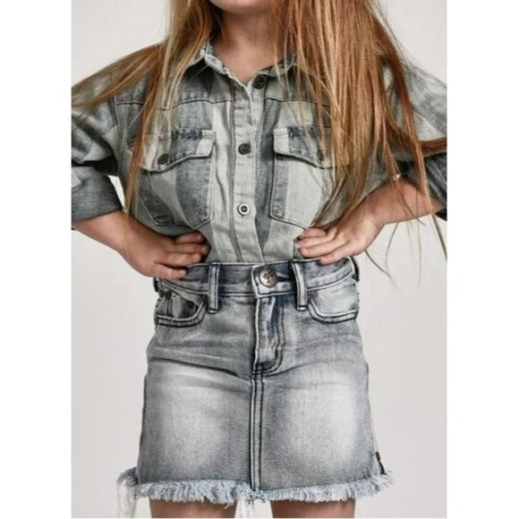 NEW! One Teaspoon Mini Antique High Waist Denim Skirt Girl's Size 5 6 - Picture 1 of 3